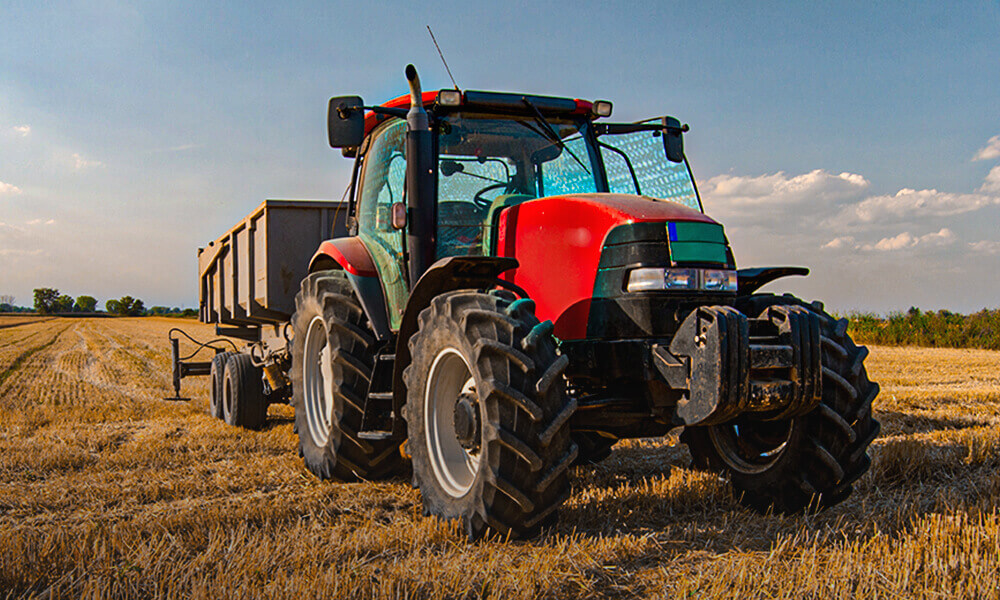 Tractor working in a farm field